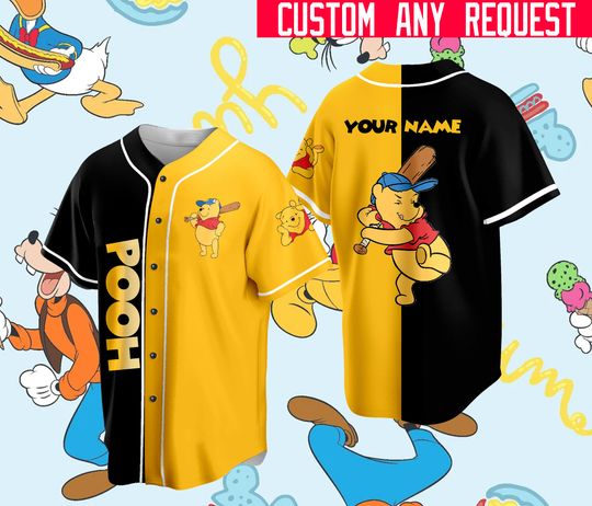 Custom Ddisneyland Pooh Baseball Jersey Ddisney Vacation Matching Shirt