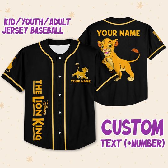 Personalized The Lion King Simba Disney Baseball Jersey, Disney Jersey