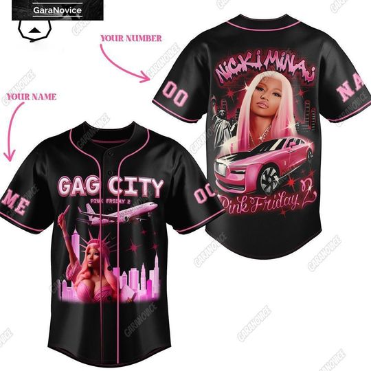 Nicki Minaj Baseball Jersey, Nicki Minaj Gag City Pink Friday 2 Tour Jersey