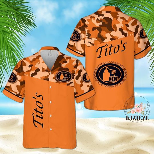 Tito Camouflage Hawaiian Shirt, Titos Vodka Hawaiian Shirt