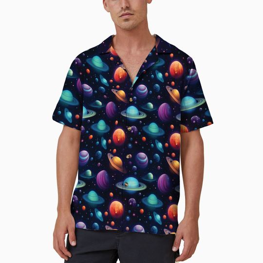 Solar System Hawaiian Shirt, Space Planets Hawaiians