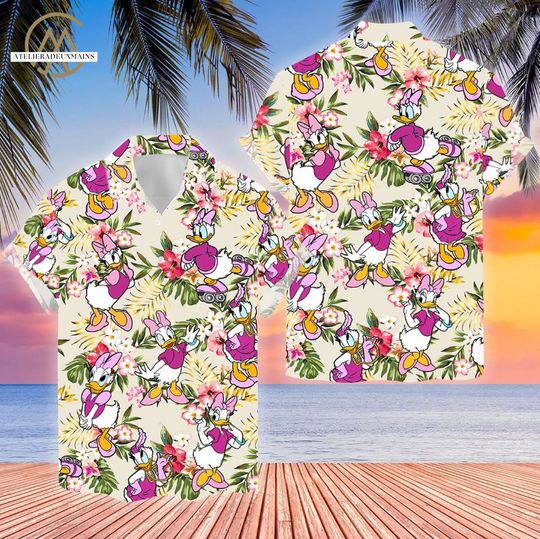 Daisy Roller Skating Hawaiian Shirt, Daisy Duck Summer Vibes Beach Shirts