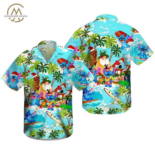 Loli And Stitch Beach Relax Hawaiian Shirt, Disney Hawaiian Shirt