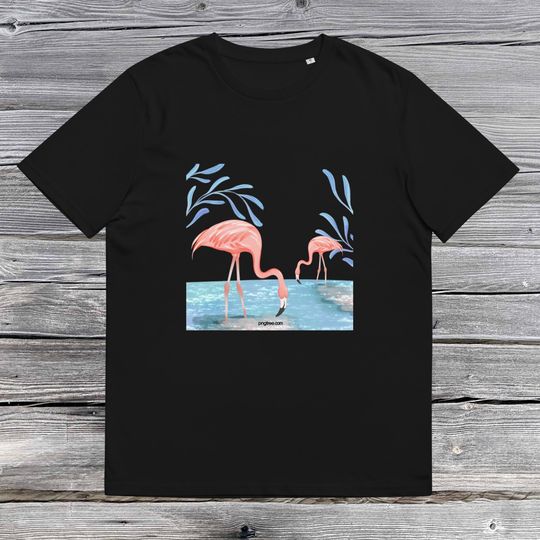 Flamingo Shirt, Two Lovely Flamingos Drinking Lake Water T-Shirt.