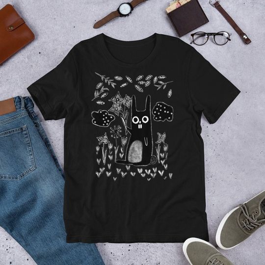 Garden Rabbit Shirt, Folk Art Goth Birthday Housewarming Gifts