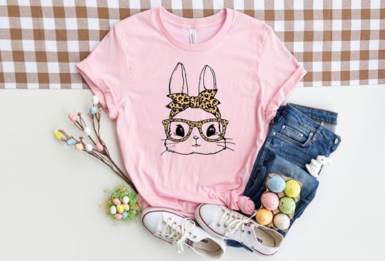 Bunny with Leopard Glasses shirt, Easter Shirt