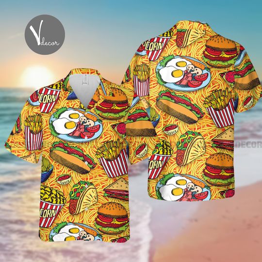 Colorful Fast Food Hawaiian Shirt, Food Lovers