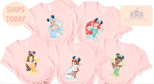 Disney Princess Belle, Tiana, Elsa Shirts, Anna Shirts, Jasmine, Disney Minnie Shirts