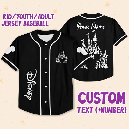 Personalized Disney Castle Disney Baseball Jersey, Disney Jersey