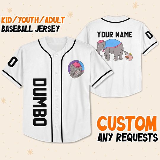 Personalized Disney Mrs Jumbo And Dumbo Baseball Jersey