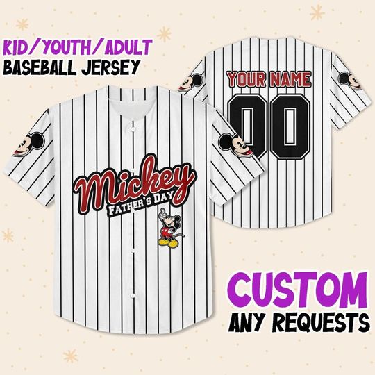 Personalized Disney Mickey Mouse Father's Day Baseball Jersey