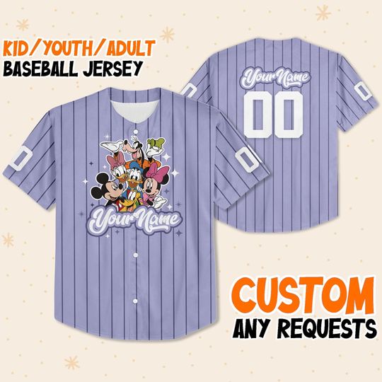 Personalized Mickey And Friends Disney Baseball Jersey, Disney Jersey