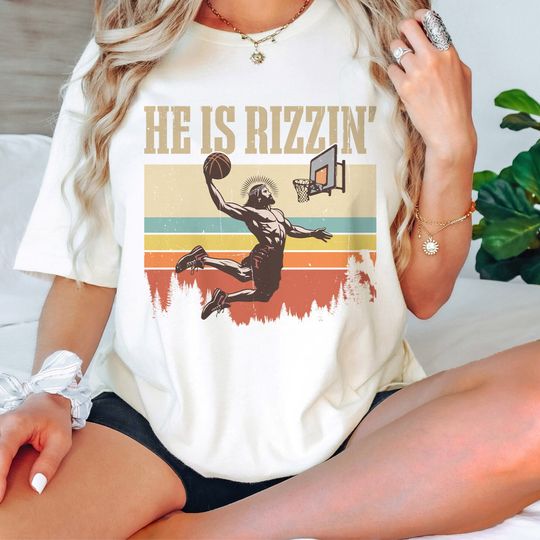 Vintage He Is Rizzin' Shirt, Funny Jesus Shirt, Humor Easter Shirt