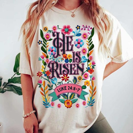 He is Risen Shirt, Matthew 28:6, Retro Easter Shirt