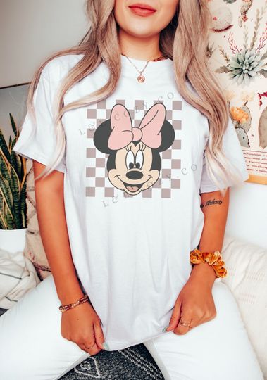Minnie Shirt, Disney Shirt, Minnie Checkered Shirt, Vintage Disney