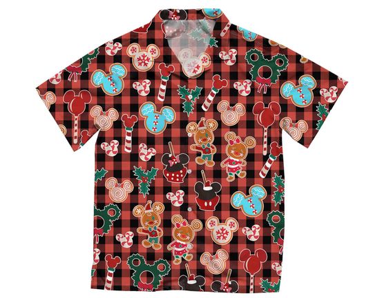 Mickey Minnie Gingerbread Food Snacks Hawaiian Shirt