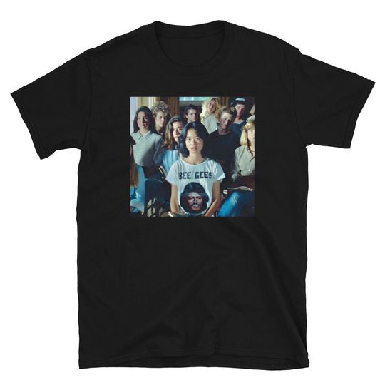 asian girl wearing a bee gees shirt in dario argento's