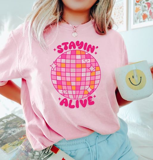 1970's Retro  Staying Alive Disco Shirt, Seventies Dance Party