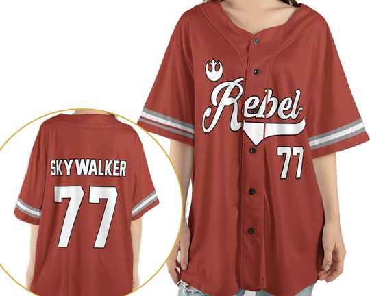 Luke Skywalker Rebel 77 StarWars 2 Sided Baseball Jersey Shirt