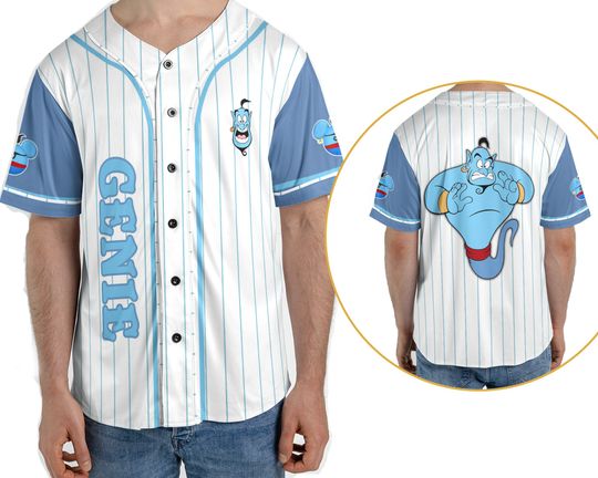 Disney Genie Aladdin 2 Sided Baseball Jersey Shirt, Funny Disney Baseball Sport Jersey