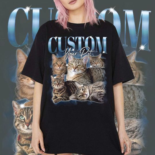 Pet Custom Vintage Shirt, Custom Cat Graphic T-Shirt, Pet Lover Shirt