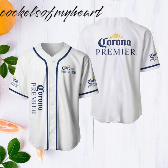 Corona Premier White Baseball Jersey Shirt For Kids Men Women Gift Party