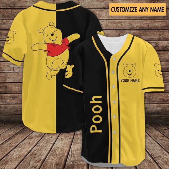 Pooh Baseball Jersey, Pooh Jersey Shirt, Pooh Bear Shirt, Pooh Shirt, Disney Shirt