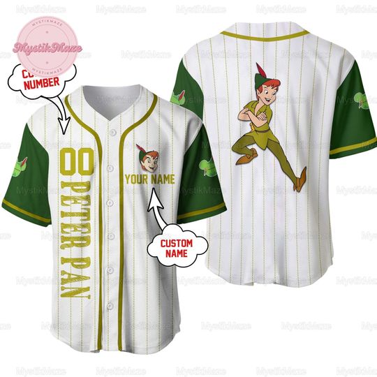 Custom Peter Pan Baseball Jersey, Peter Pan Jersey Men, Personalized Jersey Shirt