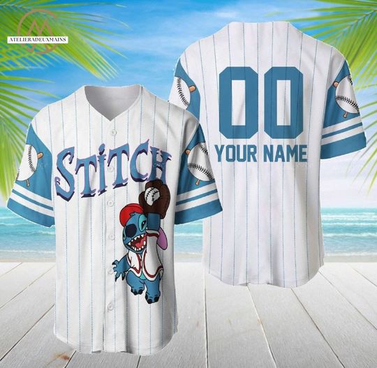 Personalized Stitch Baseball Jersey Shirt, Disney Soccer Jersey, Baseball Lovers