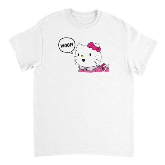 Woof Barking Kitty Funny Parody T Shirt
