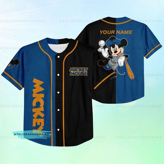 Personalize Disney Mickey Play Baseball Red Custom Kid Youth Adult Disney Jersey