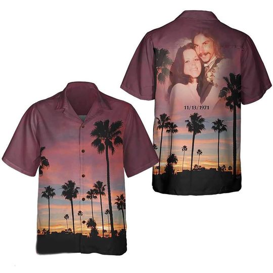 Wedding Anniversary Sunset Venice Beach Hawaiian Shirt, Custom Face Hawaiian Shirt