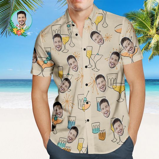 Custom Face Hawaiian Shirt, Cocktail Party Personalized Hawaiian