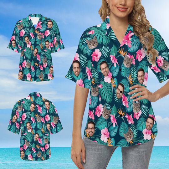 Custom Hawaiian Shirt for Man Woman Dog Face, Personalized Hawaiian for Couple