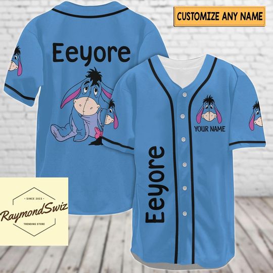 Eeyore Jersey Shirt, Custom Eeyore Baseball Jersey, Winnie The Pooh Jersey