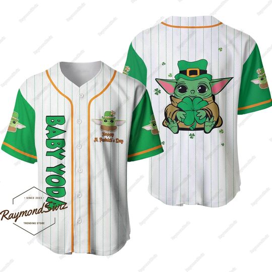 Baby Yoda Jersey Shirt, Patrick's Day Baseball Jersey, Baby Yoda Baseball Shirt