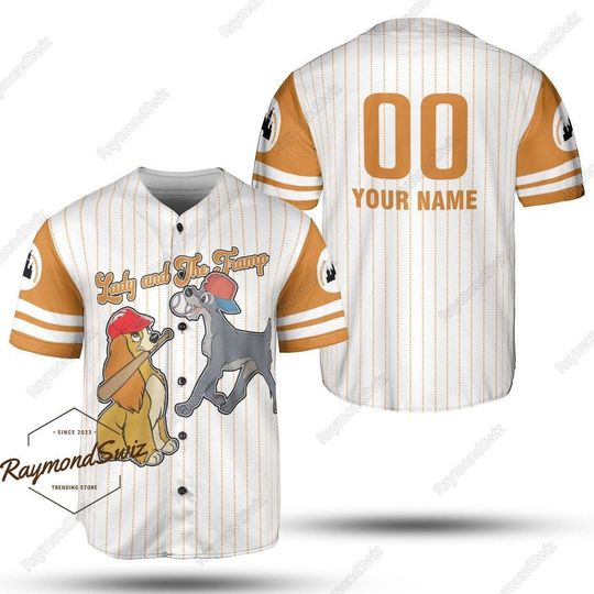 Lady And The Tramp Baseball Jersey, Custom Jersey, Disney Dog Baseball Shirt