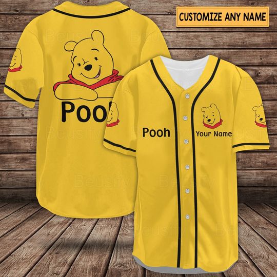 Winnie Pooh Baseball Jersey, Pooh Bear Shirt, Pooh Jersey Shirt, Winnie The Pooh