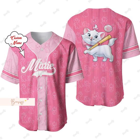 Custom Marie Baseball Shirt, Marie Cat Baseball Jersey, Cute Marie Jersey
