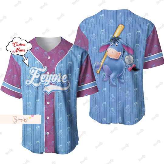 Eeyore Jersey Shirt, Personalized Eeyore Baseball Jersey, Disney Donkey Baseball Shirt