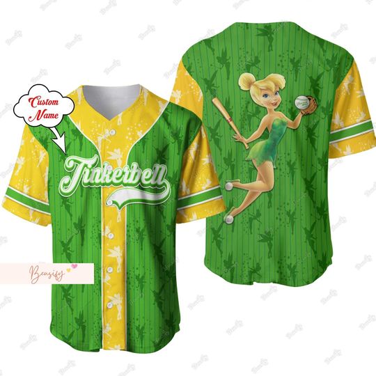 Tinker Bell Jersey Shirt, Personalized Tinker Bell Jersey, Tinker Bell Baseball Jersey