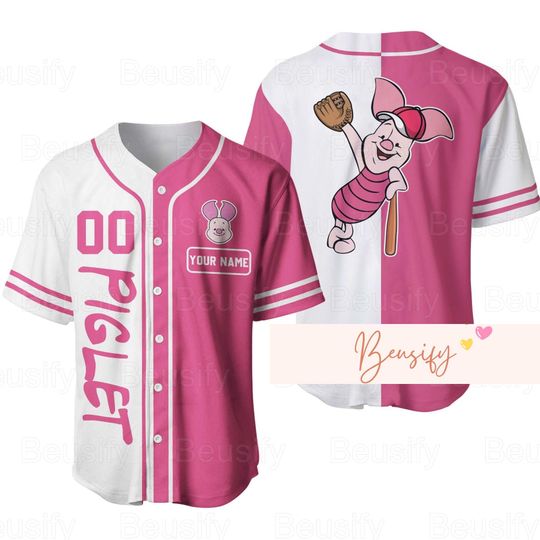 Piglet Jersey Shirt, Custom Piglet Baseball Jersey, Winnie The Pooh Jersey, Piglet Jersey