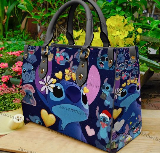 Stitch Disney Leather Bag, Stitch Lover Handbag, Custom Leather Bag, Woman Handbag