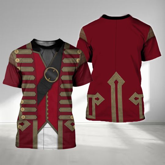 Red Captain Suit Costume 3D Shirt, Captain Pirate 3D Shirt