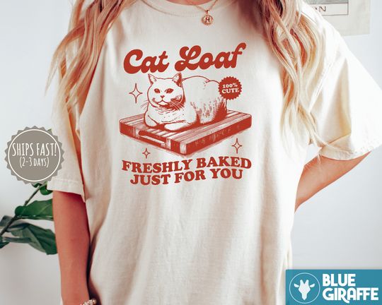 Cat Loaf Tshirt, Funny Cat Shirt, Trendy Vintage Retro Tshirts