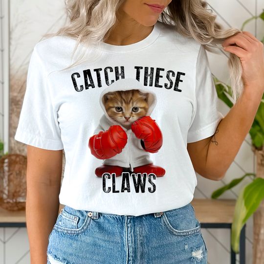 Funny Cat T Shirt, Boxing Cat Meme Shirt, Cute Claws Purr Shirt