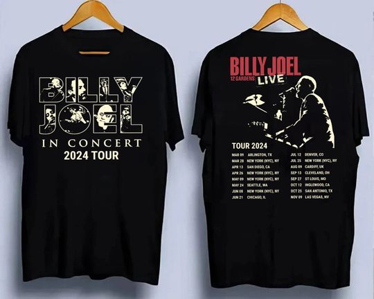 Billy Joel Music Tour 2024 Font & Back Shirt, Vintage Billy Joel Music Tour Shirt, Billy Joel Merch Shirt, Music Lover Shirt, Gift For Fans