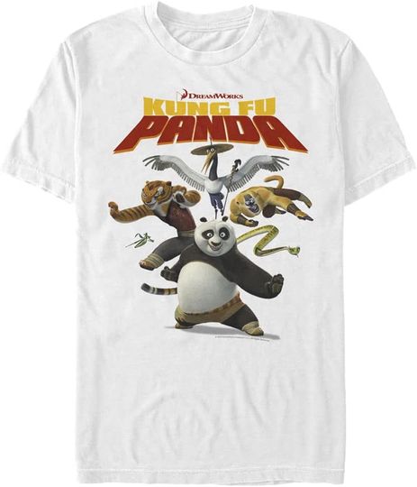 Kung Fu Panda Po and The Furious Five Men's Tops Short Sleeve Tee Shirt