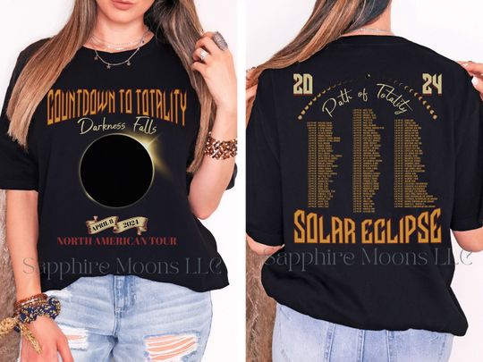 Total Solar Eclipse Shirt April 8th 2024 Comfort Colors Shirt, Rock Concert Tour