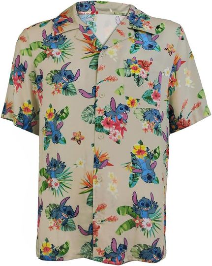 Disney Men's Silly Print Hawaiian, Hawaiian T-shirt for man, Hawaiian short sleeve T-shirt